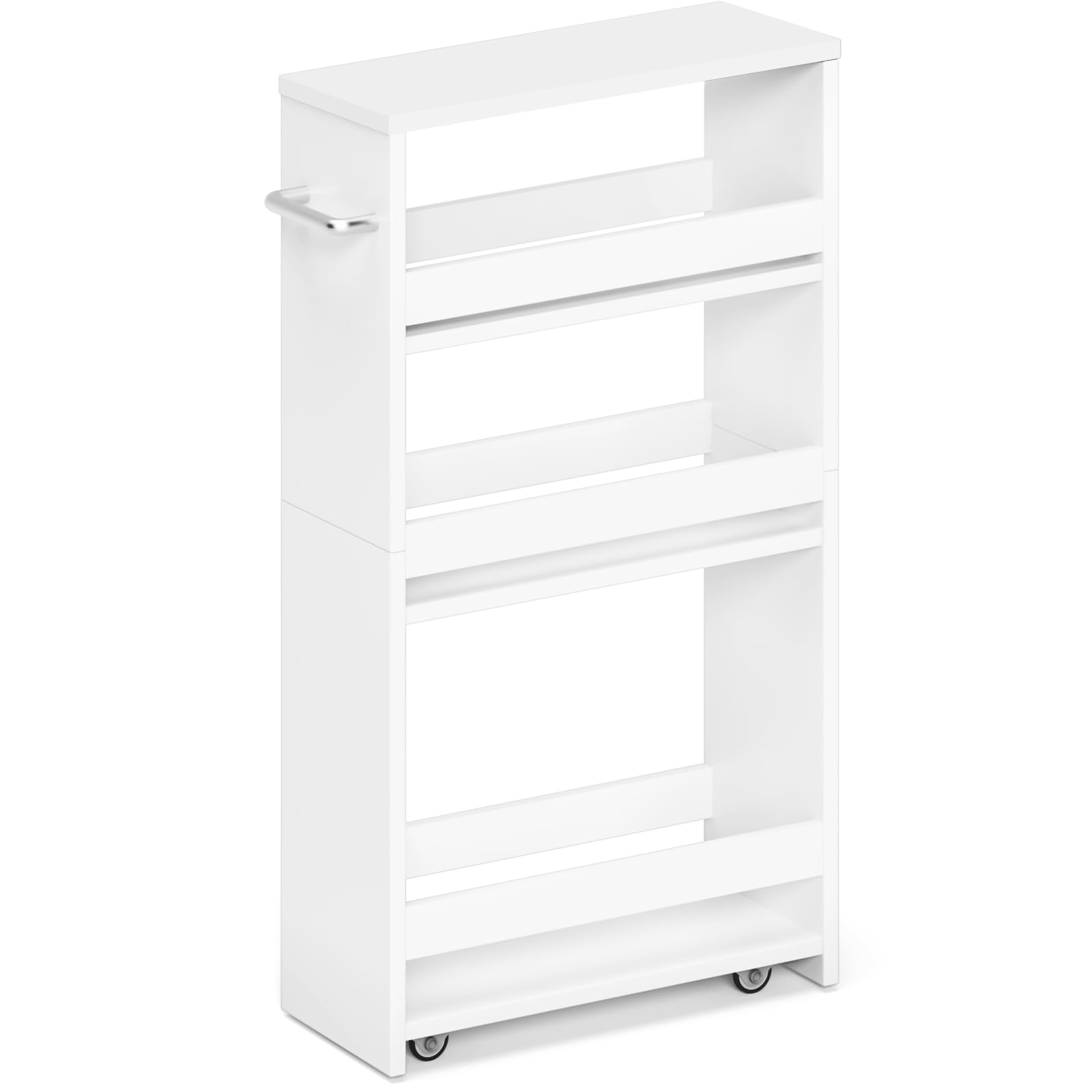 MARTY Slim Rolling Storage Cart, Wood Utility Kitchen Bathroom Laundry Cart