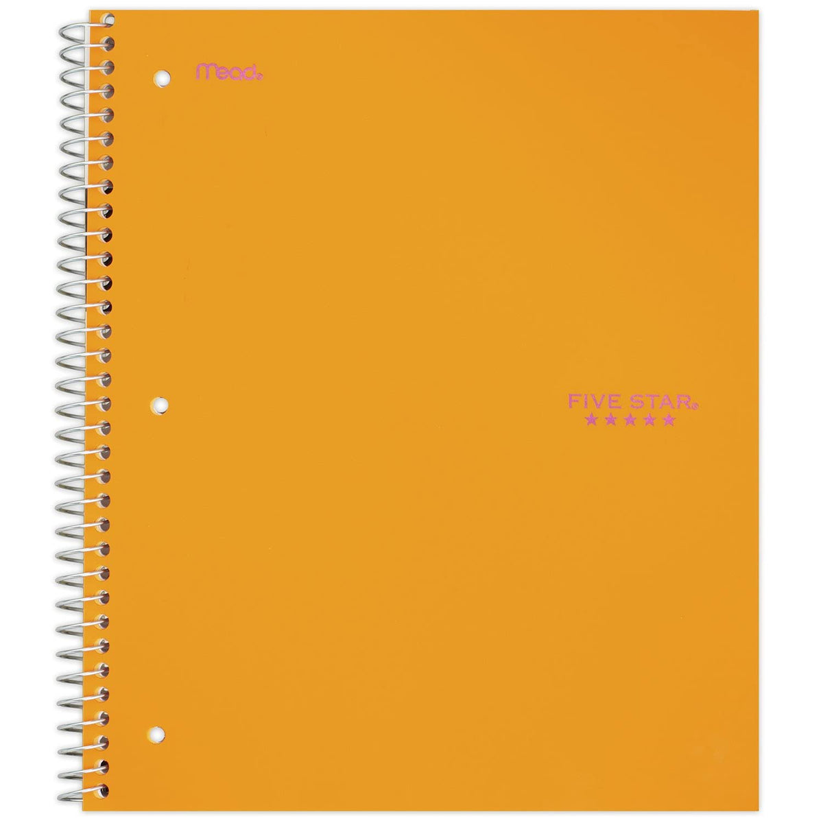 Five Star Spiral Notebook, 1 Subject, College Ruled Paper, 100 Sheets, 11" x 8-1/2", Bright Orange