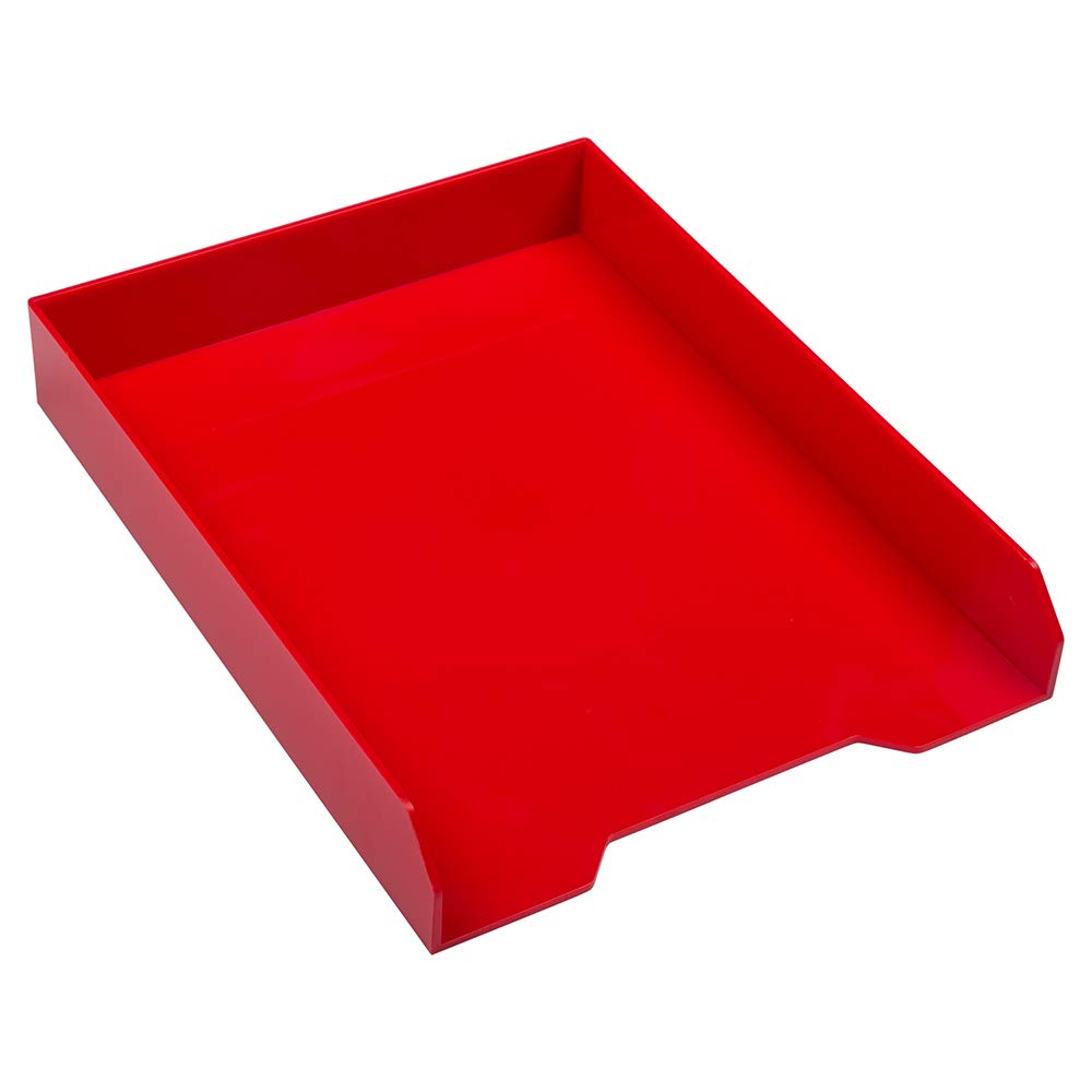 JAM PAPER Stackable Paper Trays - Red - Desktop Document, Letter, & File Organizer Tray - Sold