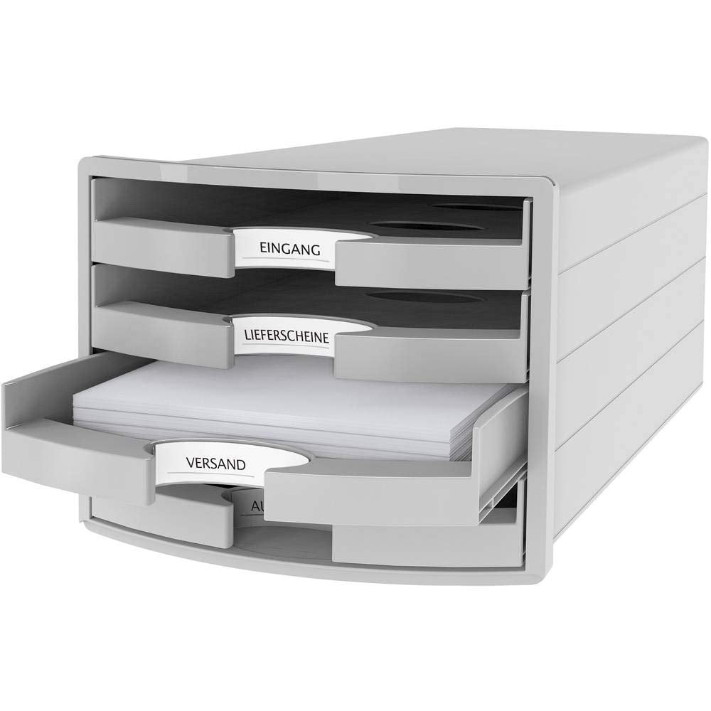 HAN 1013-11 Impuls Drawer Box DIN A4/C4 4 Open Drawers Light Grey