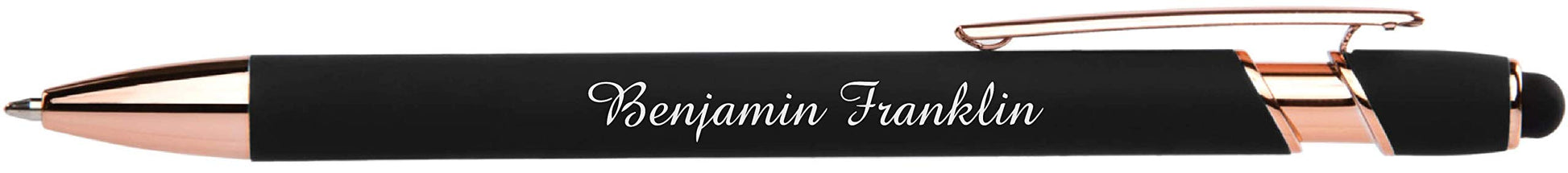 ExpressDesigns™ - Personalized Pens Gift Set - 2 Pack of Rose Gold Soft Touch Metal Pens w/gift box