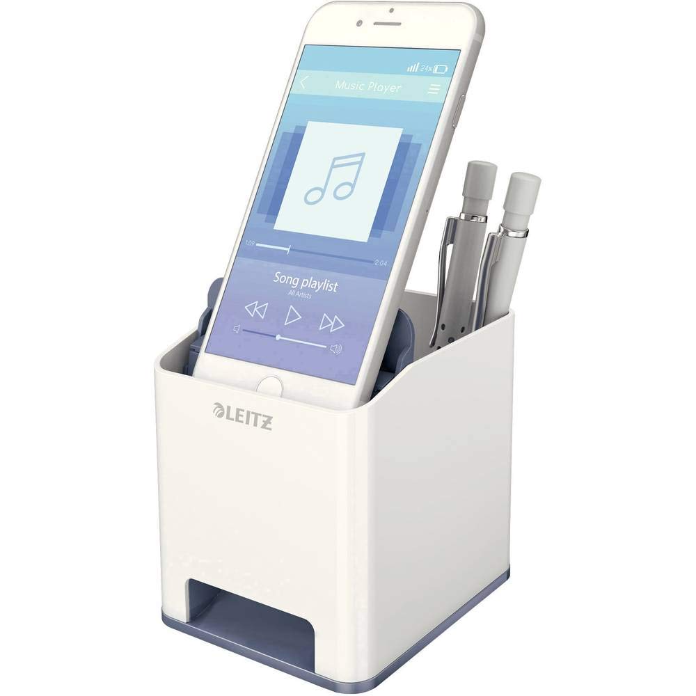 Leitz Sound Pen Holder, Phone Amplifier, Wow Range, Pearl White/Grey, 53631001