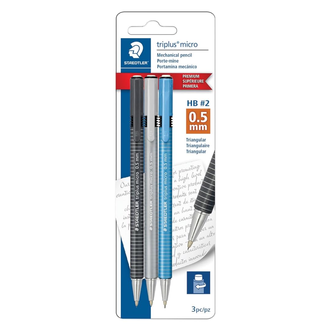 STAEDTLER Triplus Micro 0.5mm Mechanical Pencils #2, 6 Pack, 18 total count