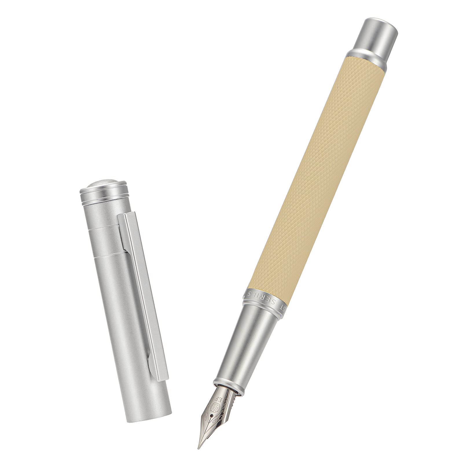 Silver Birch Forest Aluminum Fountain Pen Extra Fine Nib with Converter and Metal Case Set By Asvine