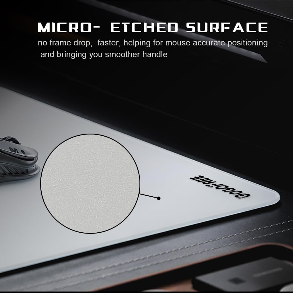 Glass Gaming Mouse Pad, Professional Esport Tempered Glass Mouse Pad Ultra-Smooth Micro-Etched