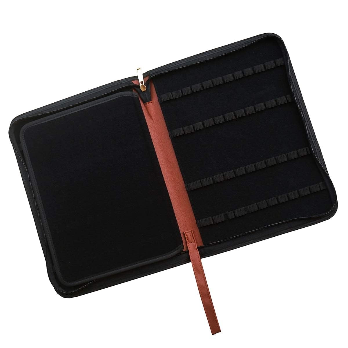 Lanxivi Large Capacity Fountain Pen Case PU Leather Coffee Color 48 Slots pen pouch bag
