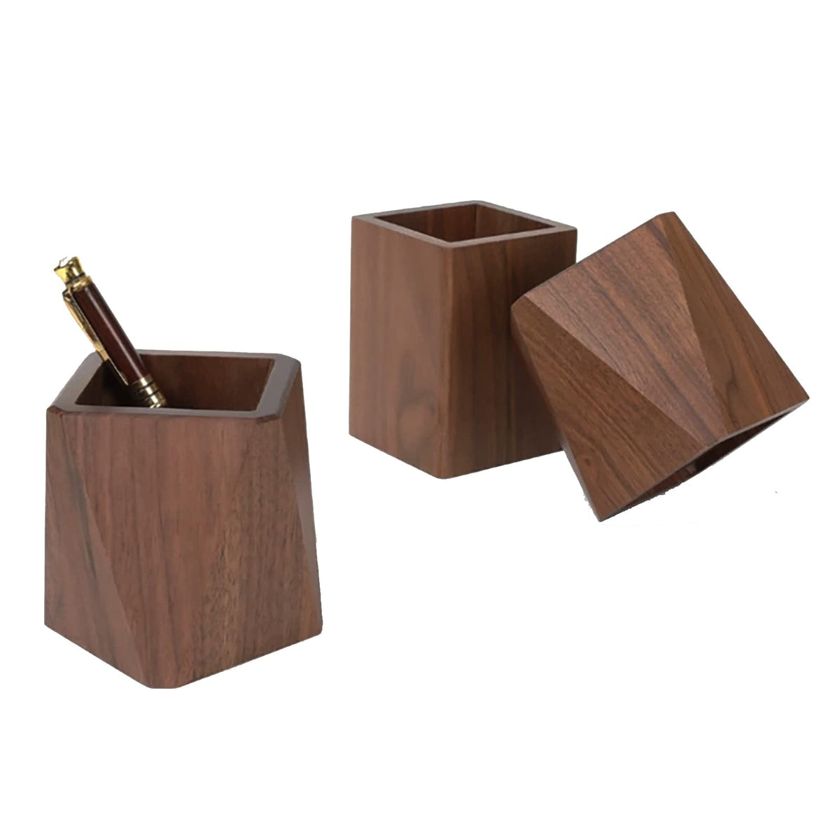 Soseelnee Black Walnut Wooden Pencil Box, Multiple-Use Desk Writing Stationary Organizer Wood Pen