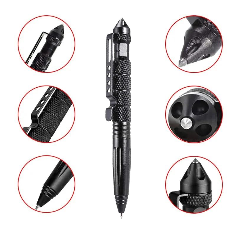 OIJ 5 Pack Military Tactical Pen Set, Professional Self Defense Pen, Emergency Glass Breaker Pen