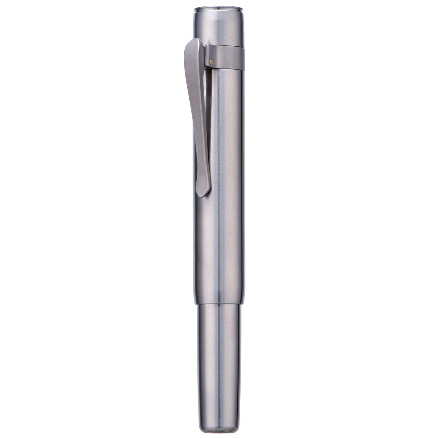 HONG DIAN M2 Titanium Mini Fountain Pen, Medium Soft Nib & Sleek Shape Metal Short Pocket Travel
