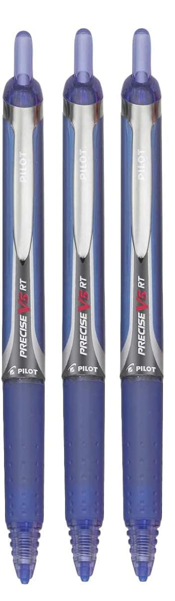 Precise V5 RT Retractable Rollerball Pens, 0.5mm Extra Fine, Blue, 3-Pack