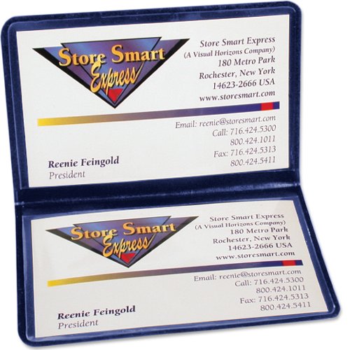 STORE SMART Navy Blue Folding Business Card Holders - 10 Pack - Polypropylene Plastic (RPP2915NB10)