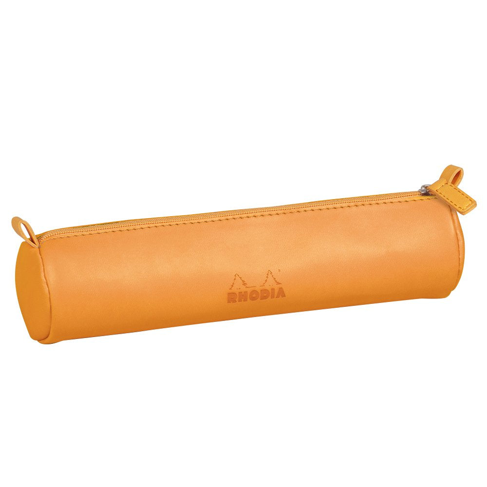 Rhodia 318890C - Orange Rhodiarama Round Pencil Case - 21.5 x 5.5 cm - Genuine Orange Stitching