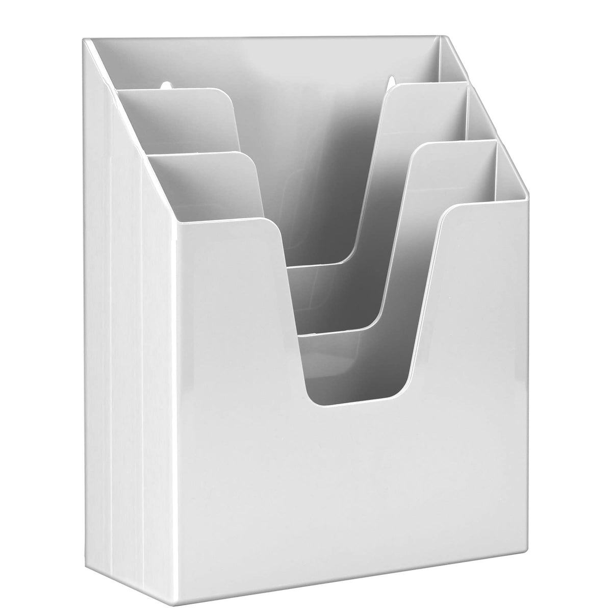 Acrimet Vertical Triple File Folder Holder Organizer Sorter, White