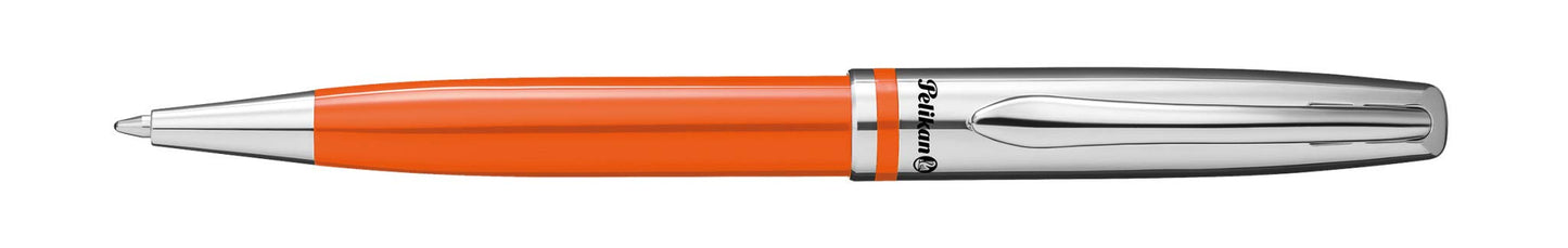 Pelikan Jazz Classic Ballpoint Pen with Medium Point, Blue Ink Refill, Metal, Orange, Boxed, 1 Each