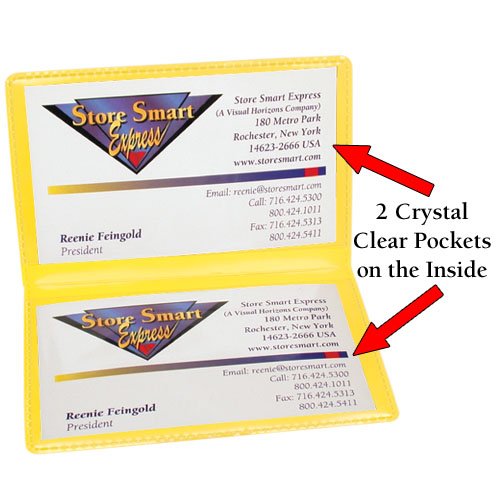 STORE SMART - Yellow Folding Business Card Holders - 10 Pack - Polypropylene Plastic (RPP2915Y-10)