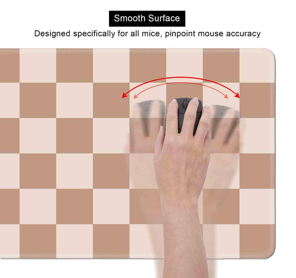 SXCKANG Beige Checkered Large Gaming Mouse Pad, Cute Brown Keyboard Desk Mat, Extended Game