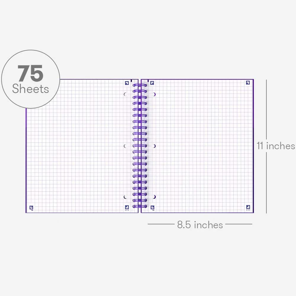 Hamelin 1 Subject, Graph Paper, Hard Cover Spiral Bound Grid Notebook, 4 Square Per Inch 150 Pages
