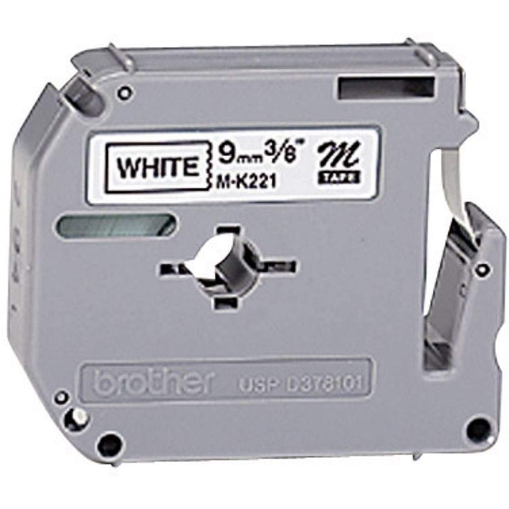 Brother M-K221BZ Labelling Tape Cassette, Black on White, 9 mm (W) x 8 m (L), Brother Genuine