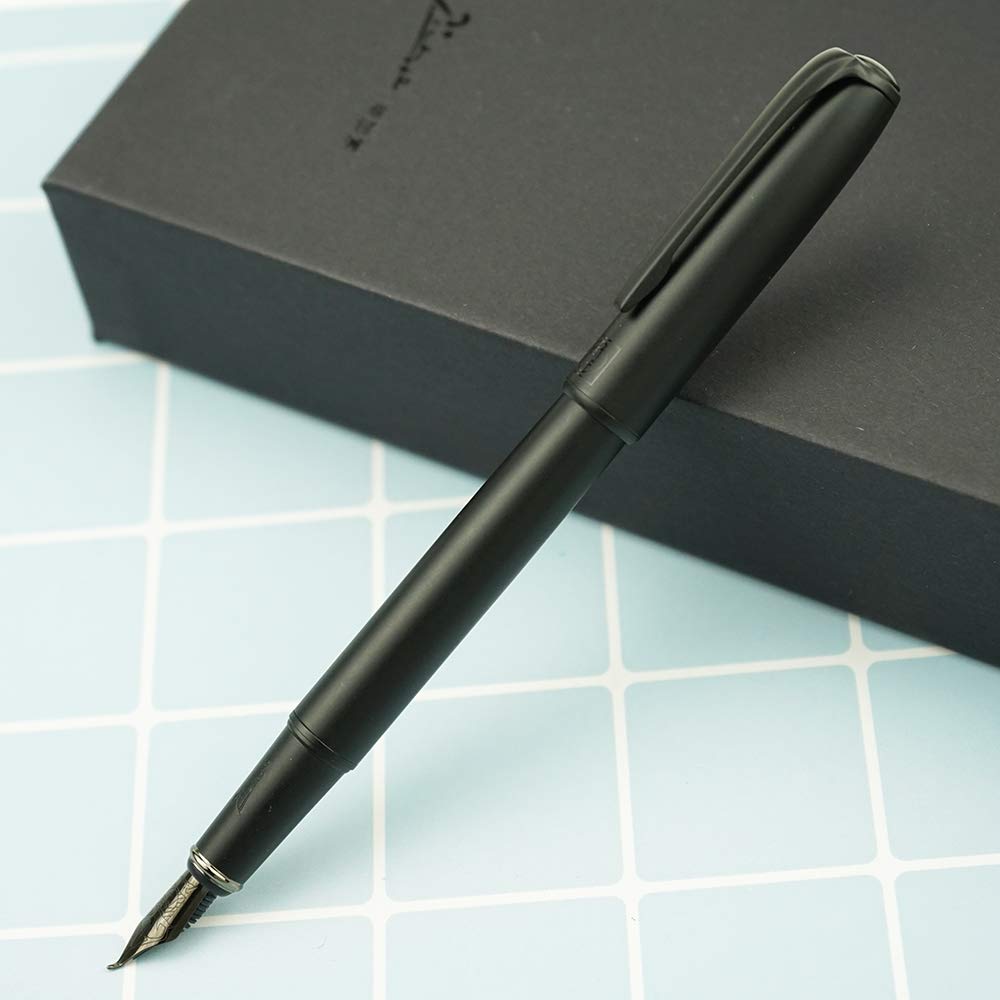 erofa Picasso 916 Matte Black Fountain Pen with Box - Titanium Black Bent Nib Calligraphy Gift Pen