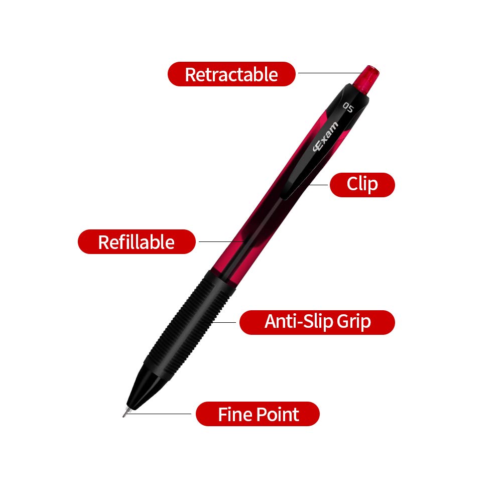 MyLifeUNIT Gel Pens, Black Fine Point Gel Pen for Super Smooth Writing, 0.5mm Retractable Pens with