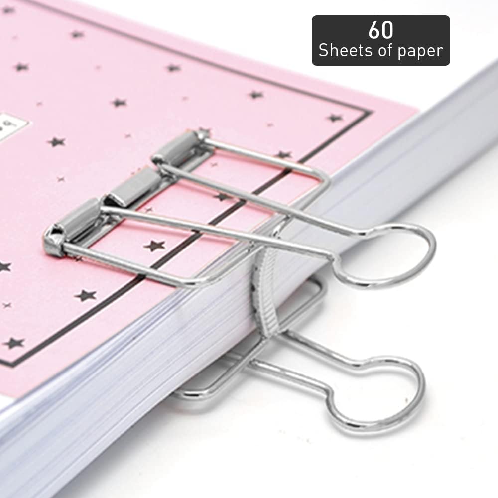 Small Binder Clips, 36 Pack, 3/4 Inch, Standard 19mm, Hollow Out Silver, Capacity 0.31 Inch, Fold