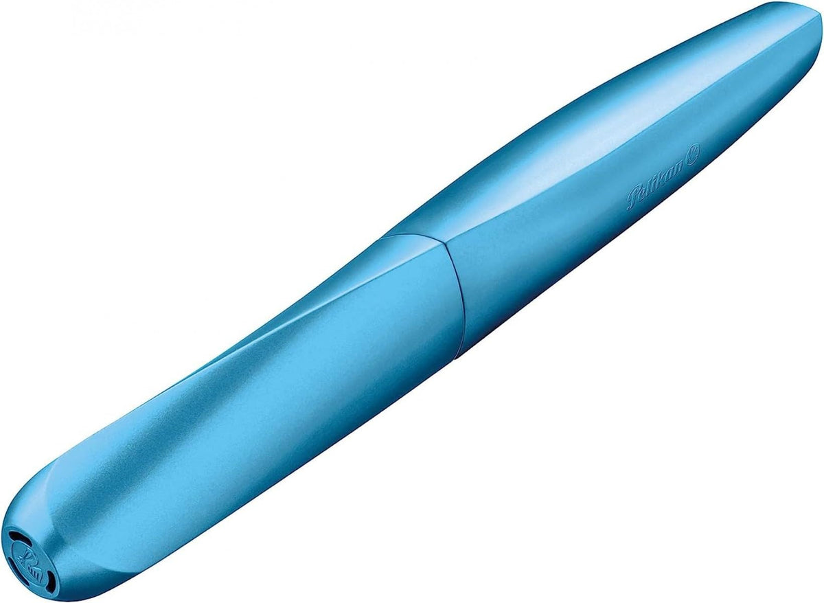 Pelikan Twist Fountain Pen with 2 Ink Cartridges, Medium Nib, Frost Blue, Boxed (811255)