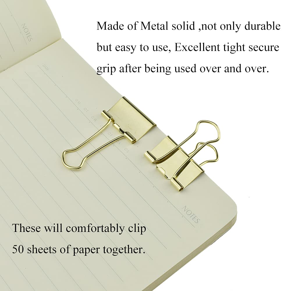 HAHIYO Binder Clips Paper Clamps Spring Steel Sturdy 0.98 inches Width 0.31 Inch Capacity No Sharp