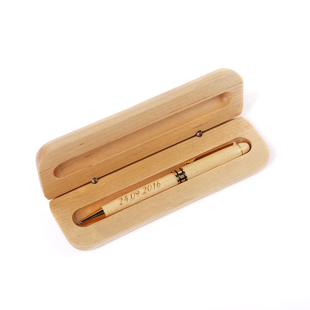 RXFSP Engraved Ballpoint Pen & Case Wooden Personalised Business Gift With Box (maple)