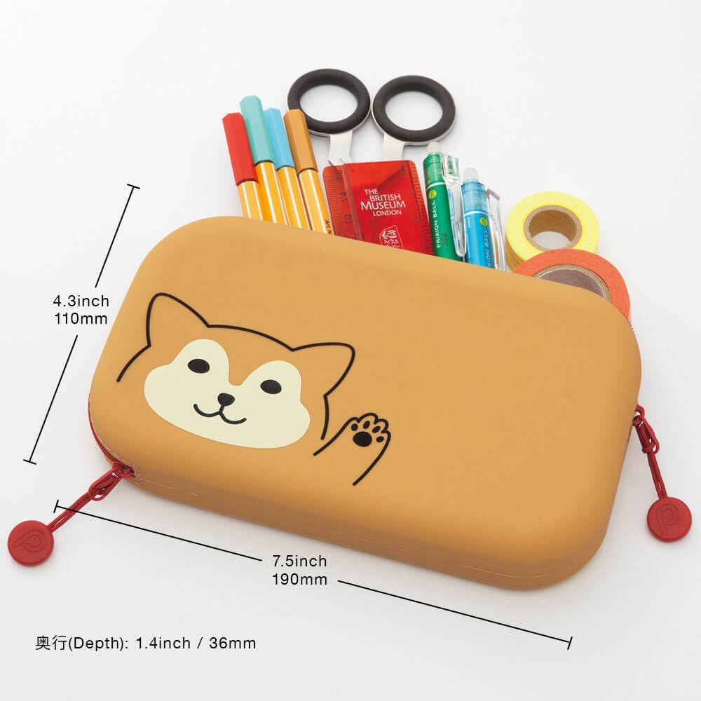 LIHIT LAB PuniLabo Zipper Pen Pouch, Black Cat, Large: 7.5" × 1.5 inches
