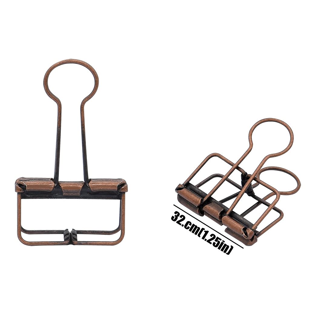 Binder Clips Paper Clamps 32mm Clips for Office School Supplies (Red Copper)
