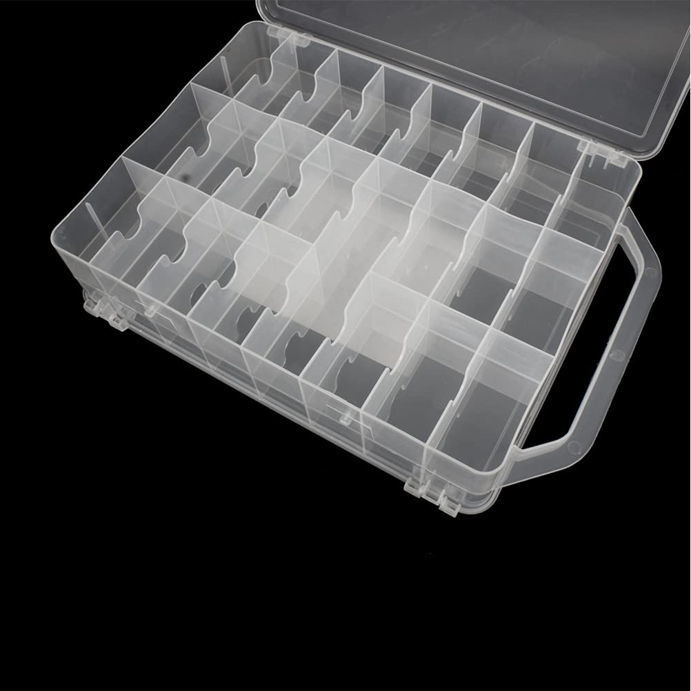 Chemlliy 46 Grids Sewing Organizer, Double Sided Thread Box Storage, Portable Clear Plastic