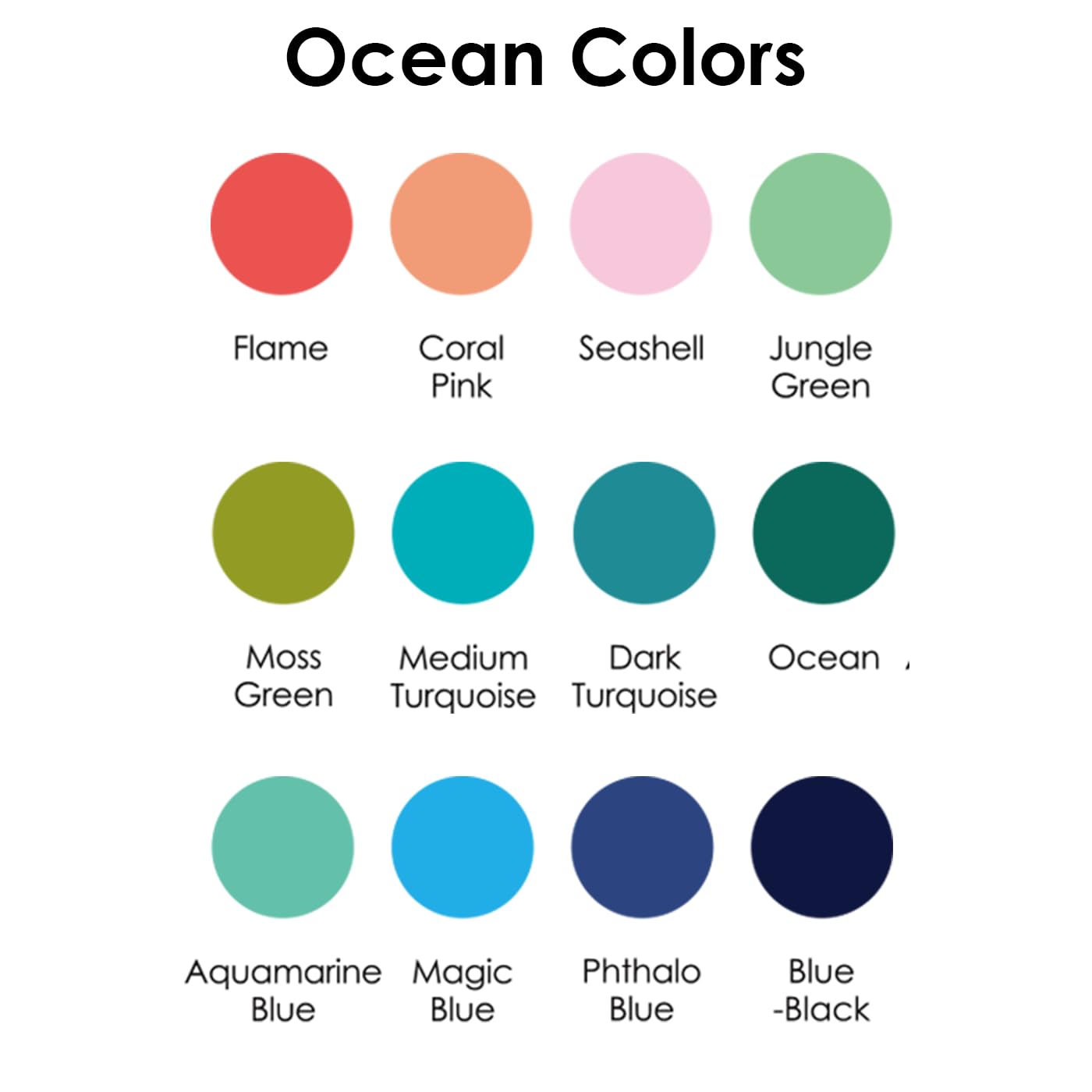 Grabie Acrylic Gel Pens Coloring Kit with Book, Pack of 12 Ocean Colors