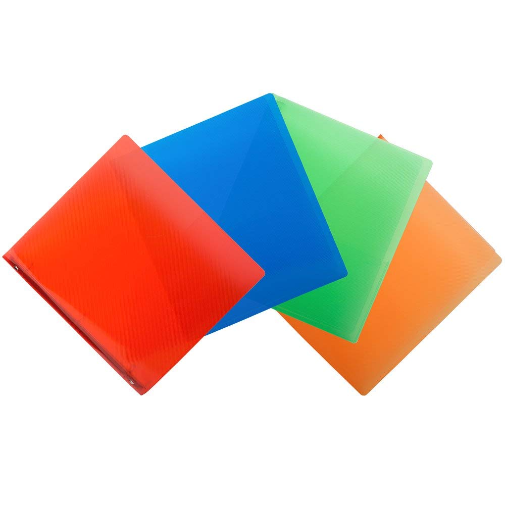 JAM PAPER Plastic 0.75 inch Binders - Assorted 3 Ring Binders (Red, Blue, Green & Orange) - 4/Pack