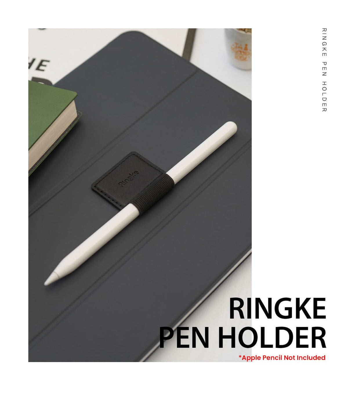 Ringke Pen Holder for Apple Pencil, Journal, Notebooks, and More - 3M Self Adhesive PU Leather