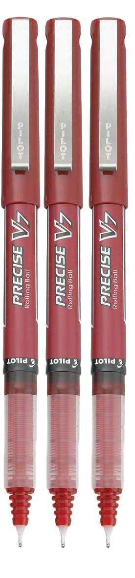 Precise V7 Stick Rolling Ball Pens, Fine Point (.7mm), Red Ink, 3-pk;