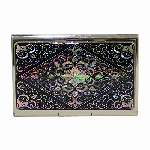 Mother of Pearl Design RFID Blocking Protection Business Card Case, Credit Card Holder, Metal Name