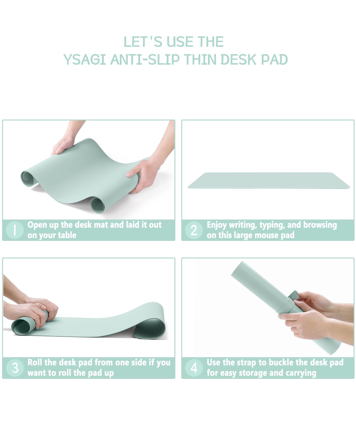 YSAGi Non-Slip Leather Desk Pad L Size, Waterproof Laptop Computer Desk Keyboard Mat, Table