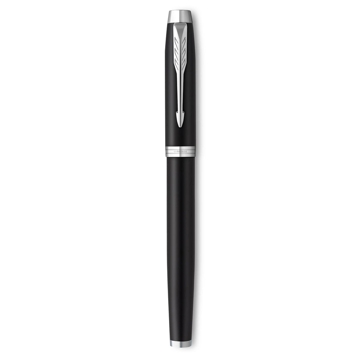 PARKER IM Fountain Pen | Matte Black with Chrome Trim | Fine Point with Blue Ink Cartridge | Gift