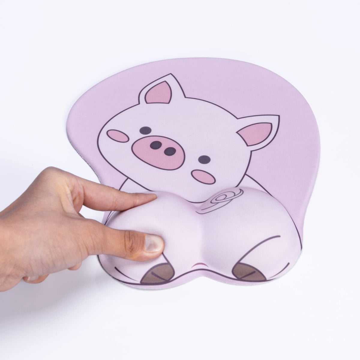 KAIGOBOX Mouse Pad Wrist Support, Pig Shape Design Pink Mouse Pad with Non-Slip Base, Desktop