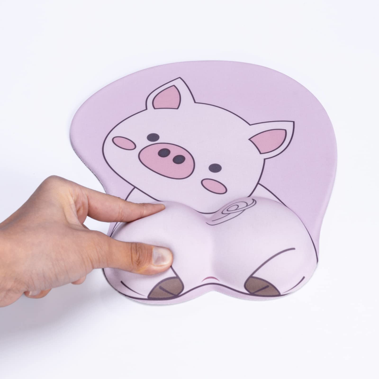 KAIGOBOX Mouse Pad Wrist Support, Pig Shape Design Pink Mouse Pad with Non-Slip Base, Desktop