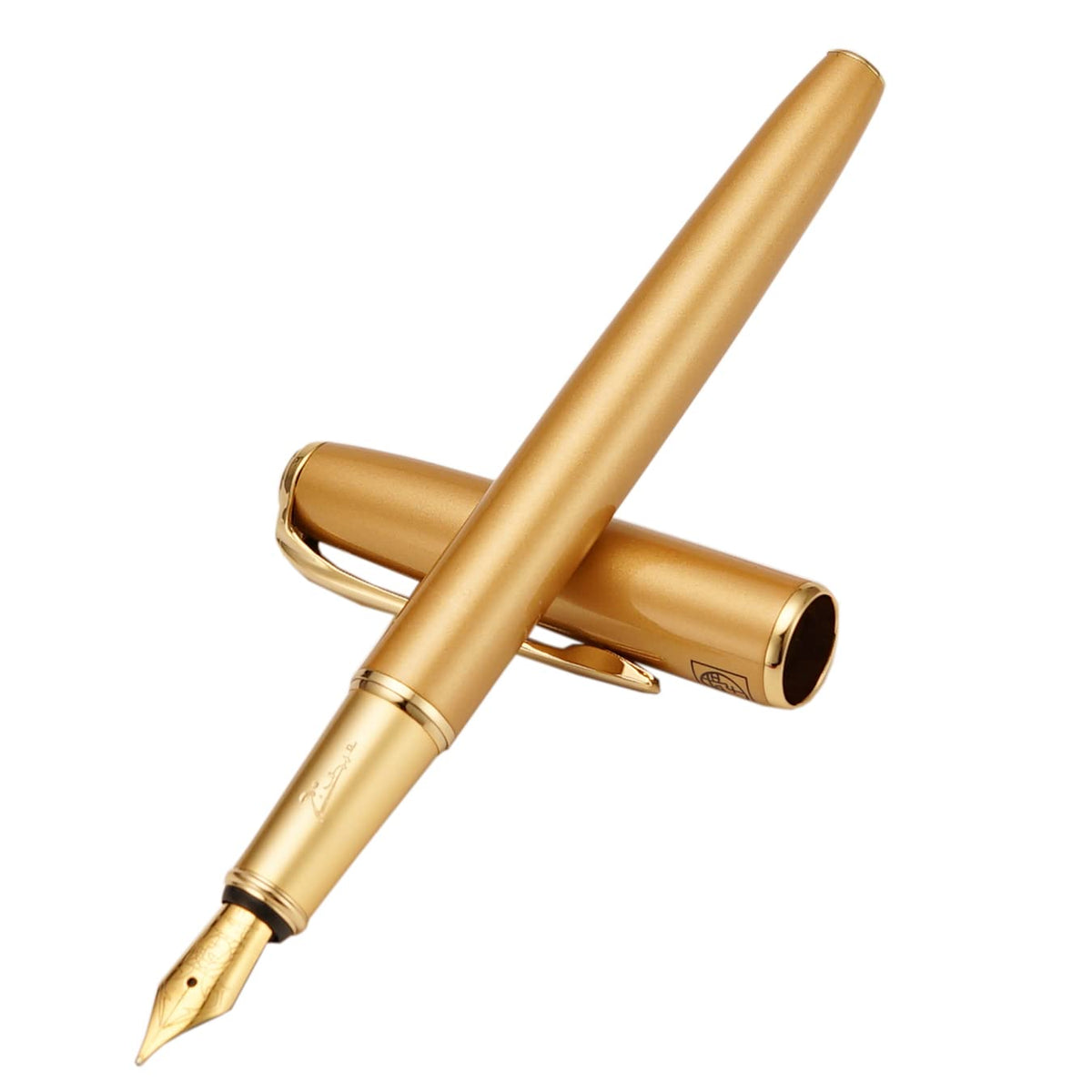 erofa Picasso 916 Golden Fountain Pen with Gift Box Calligraphy Writing Pen Set Bent Nib Fude 1.0mm
