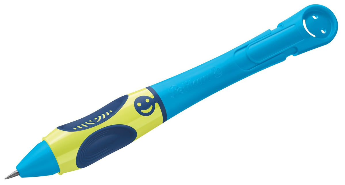 Pelikan Griffix Right-Handed Printing Pencil with HB Lead, Neon Fresh Blue, Pack of 1