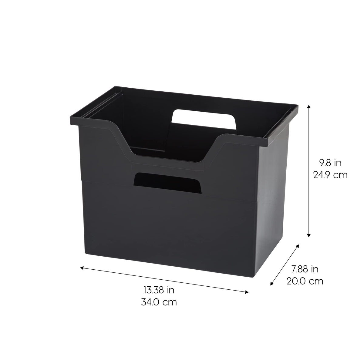 IRIS USA 4-Pack Large Desktop File Box with Open Lid, Black