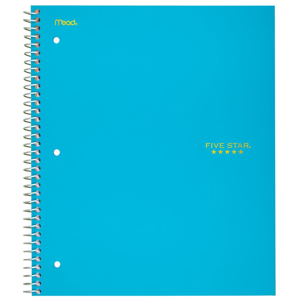 Five Star Spiral Notebook, 1 Subject, College Ruled Paper, 100 Sheets, 11" x 8-1/2", Color Selected