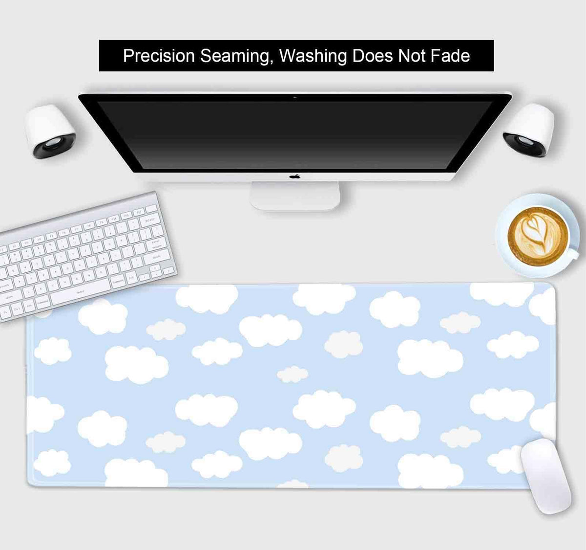 SXCKANG Cute Desk Pad, Blue Sky with Clouds Desk Mat, Large Mouse Pad, Protector Pad, Non-Slip