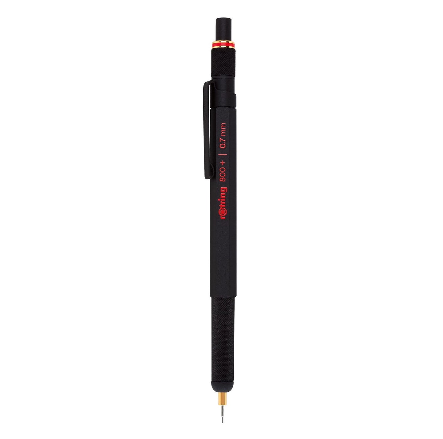 rOtring 800+ Mechanical Pencil and Touchscreen Stylus, Twist-to-Retract, HB 0.7 mm, Black Metal