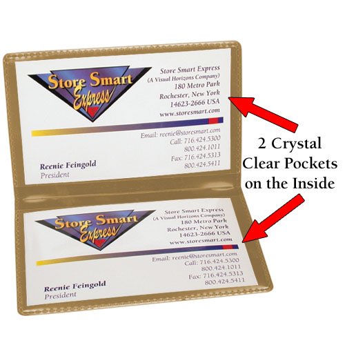 StoreSMART - Metallic Gold Folding Business Card Holders - 25 Pack - Polypropylene Plastic