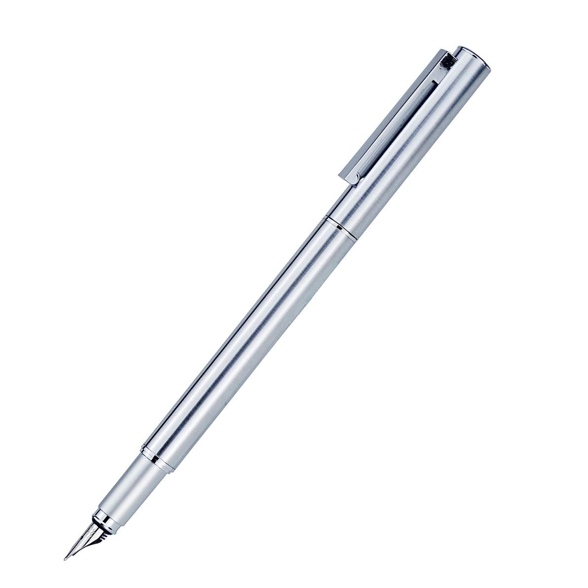 Hongdian 516 Stainless Steel Fountain Pen Fine Nib, Classic Design with Converter and Pen Pouch