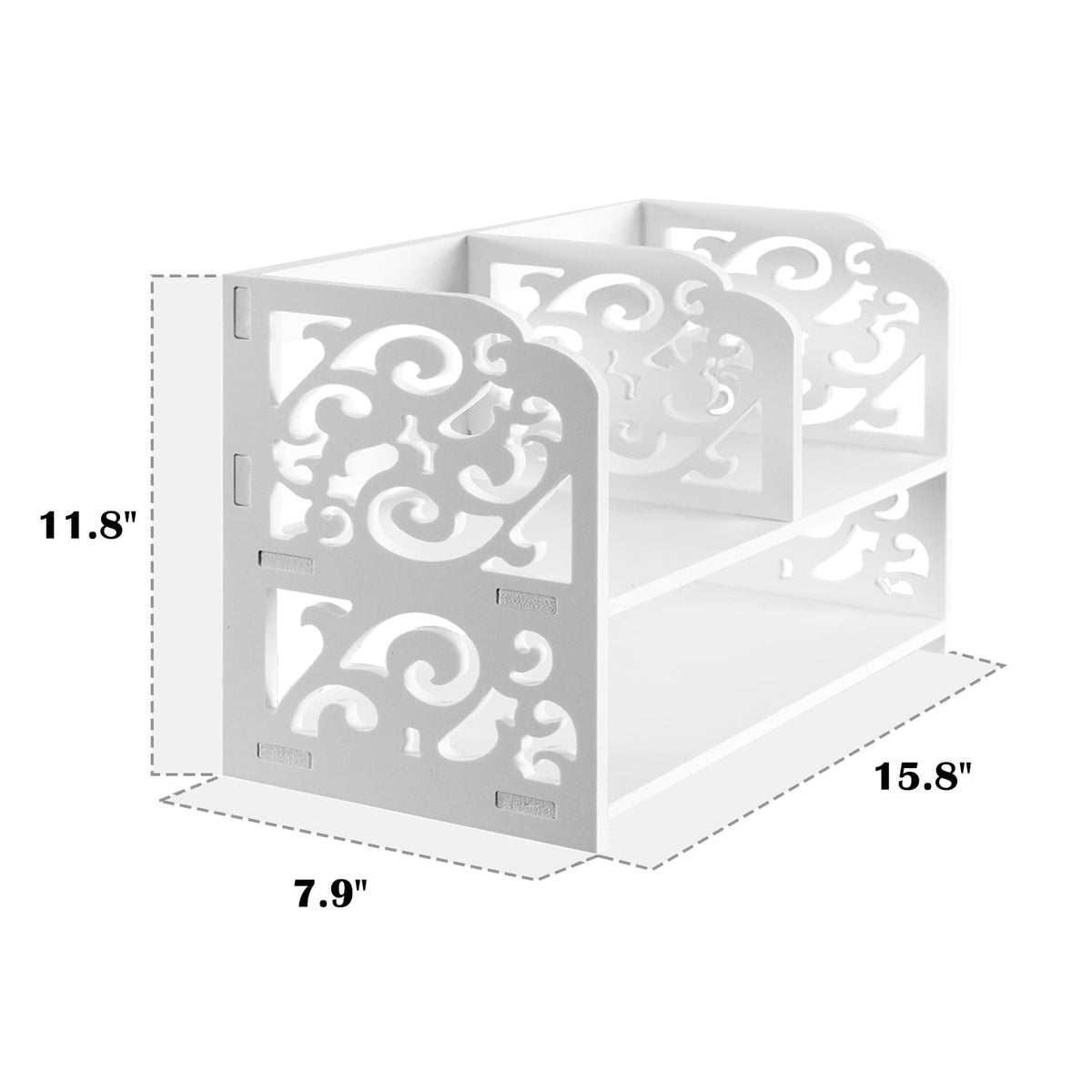 TY ARTS & CULTURE Vintage Hollow White Desktop Organizer Desk Storage Rack