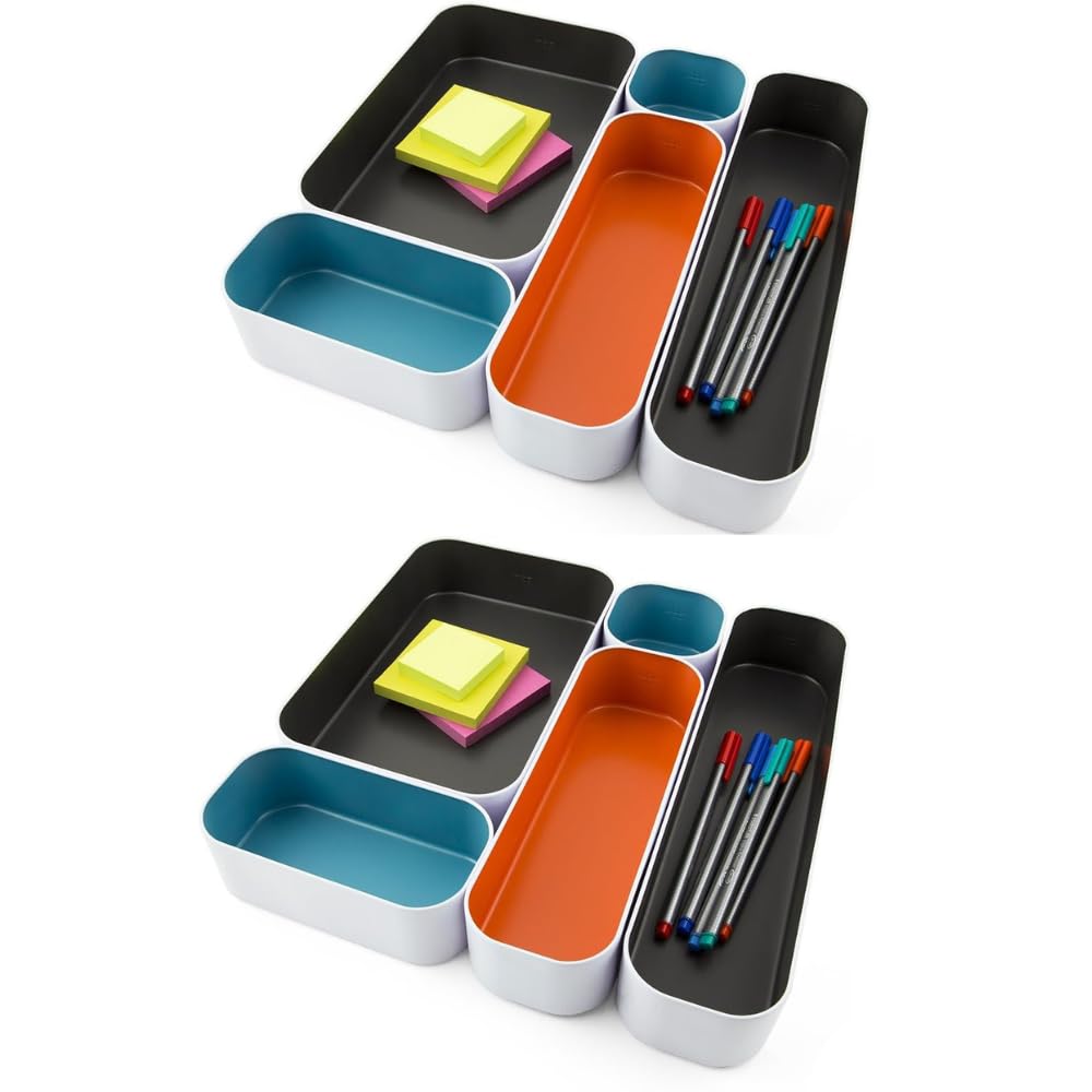 Three by Three Seattle Metal Drawer Organizer Tray Set, 10-Pc (Multicolor)